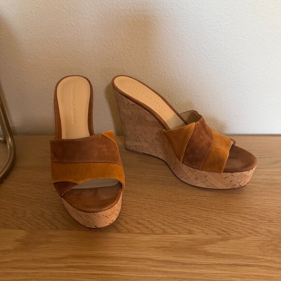 Veronica Beard Dali Patchwork Suede Slip-On Wedge Sandal with Cork Heel - Picture 6 of 6